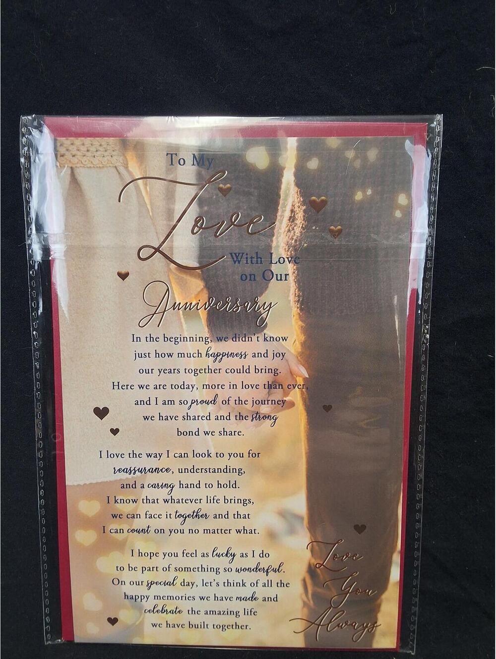 Romantic Anniversary Card with Red Envelope & Gold Seals